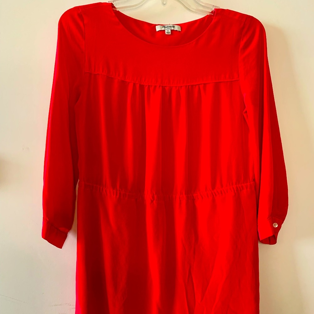 Madewell Coral 100% Silk Dress